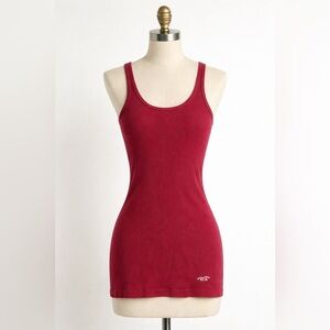Y2K Hollister Burgundy Ribbed Tank Top Fitted Stretch Cami Small Elena Gilbert